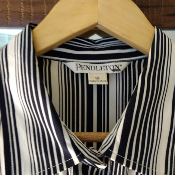 Pendleton 3/4 sleeve drapey stripe shirt, sz. 16 - Picture 2 of 4